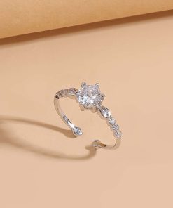 Adjustable Sparkle Solitaire Ring